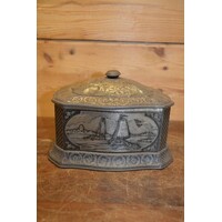 thumb-Antiek Douwe Egberts blik met zeilboten en molens – circa 1930-2