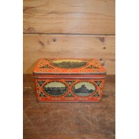 thumb-Koektrommeltje uit de jaren 30 met litho’s van Arnhem – oranje souvenirblik-1