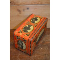 Koektrommeltje uit de jaren 30 met litho’s van Arnhem – oranje souvenirblik