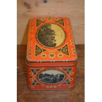 thumb-Koektrommeltje uit de jaren 30 met litho’s van Arnhem – oranje souvenirblik-5