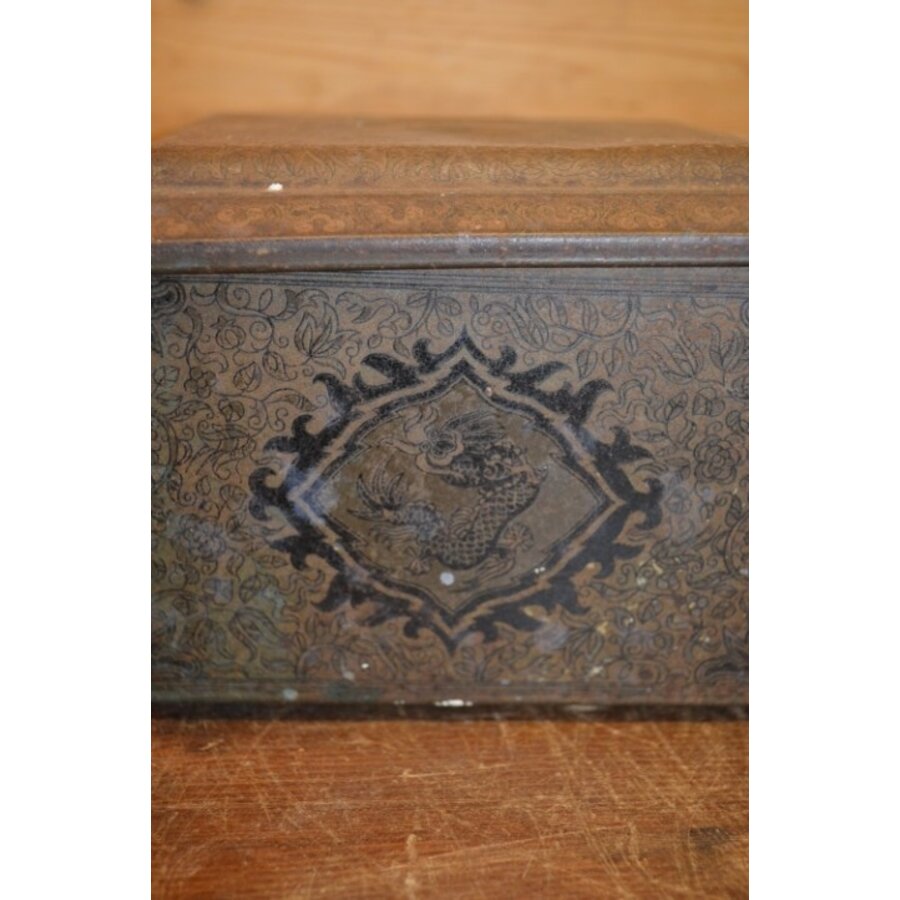 Oud theeblik met draak – waarschijnlijk jaren 30 – blikje voor losse thee-2