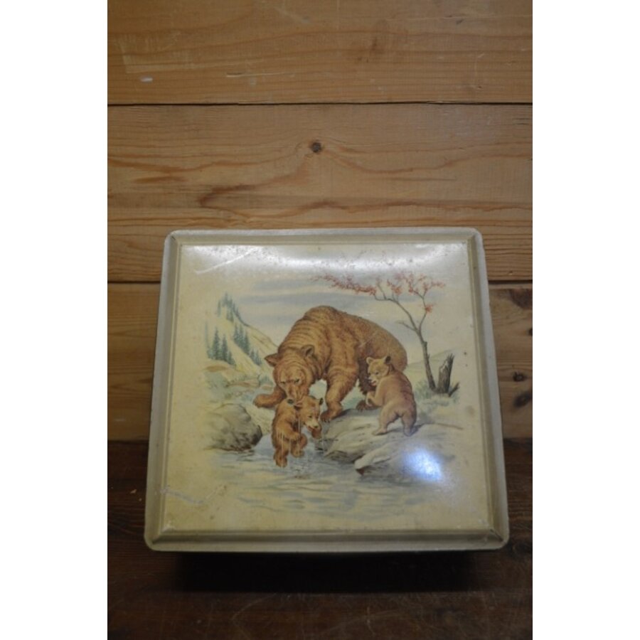 Vierkant Van Melle blik met moederbeer en beertjes – vintage bewaarblik-3