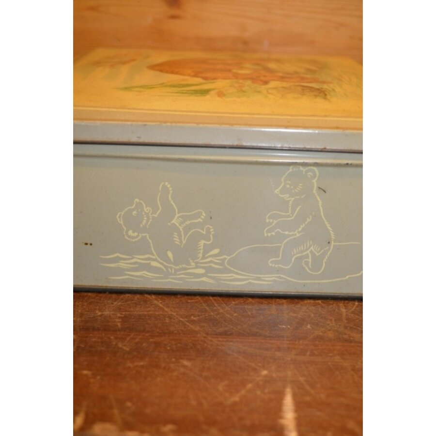 Vierkant Van Melle blik met moederbeer en beertjes – vintage bewaarblik-4