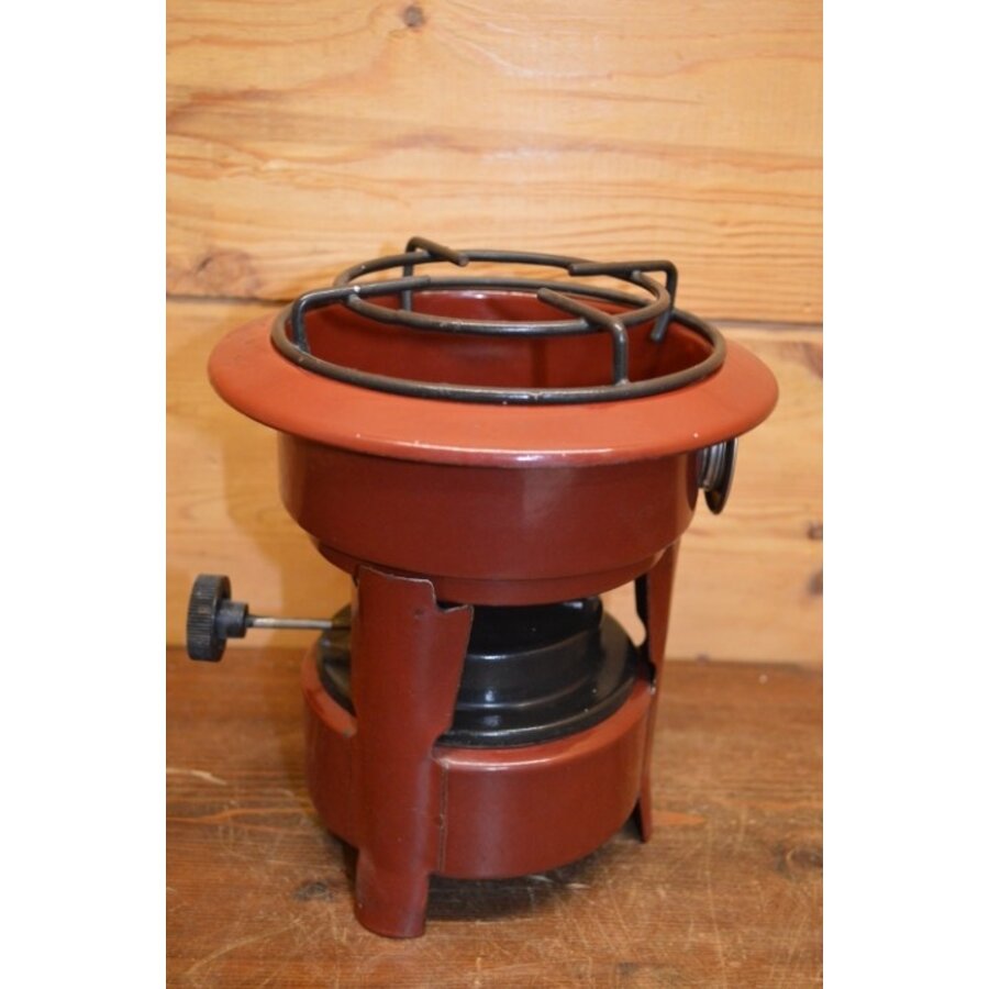 Emaillen oliestel met 1 pit – donkerroodbruin petroleumstel als decoratie-3