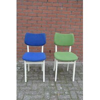 thumb-Set van 2 teakhouten keukenstoelen met kunstleren bekleding – Vintage jaren 50 stijl-2