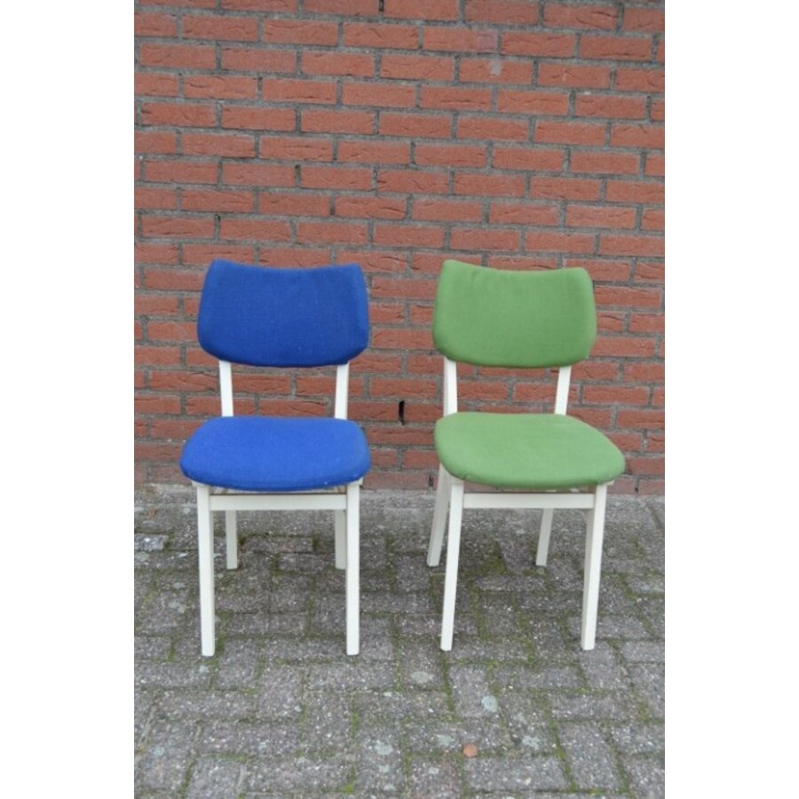 Set van 2 teakhouten keukenstoelen met kunstleren bekleding – Vintage jaren 50 stijl-2