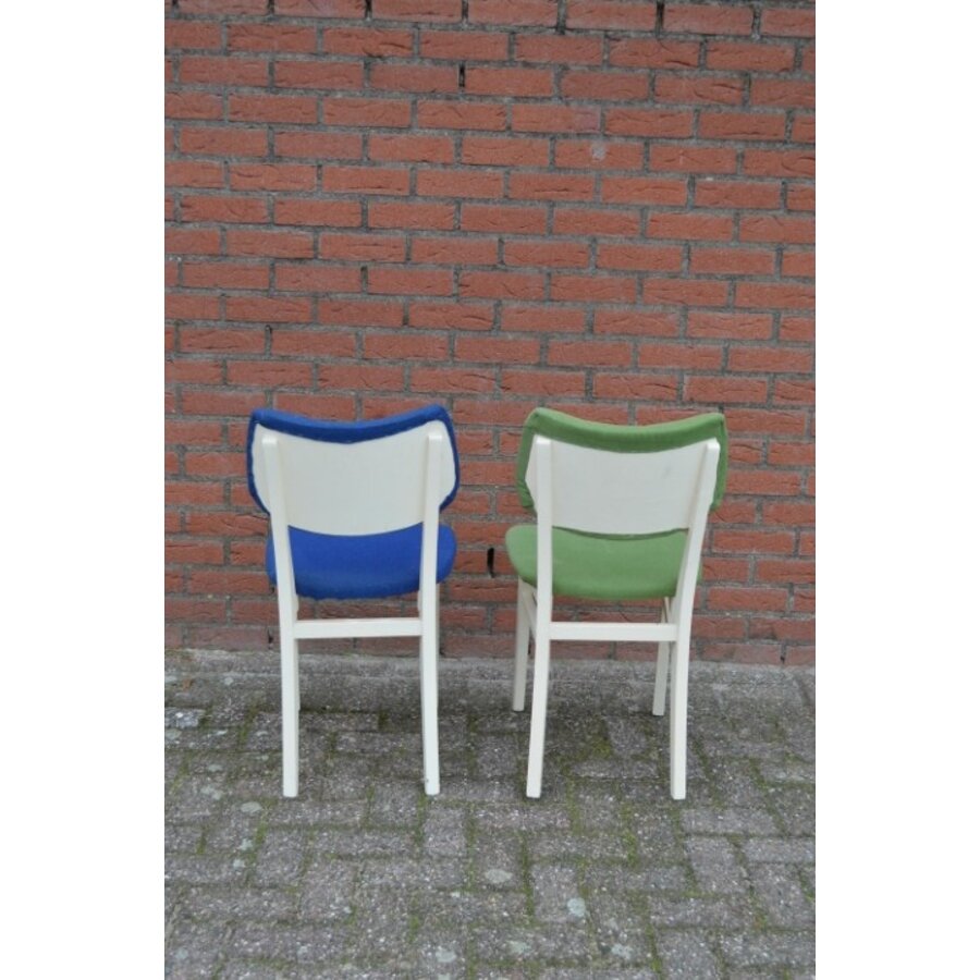 Set van 2 teakhouten keukenstoelen met kunstleren bekleding – Vintage jaren 50 stijl-4
