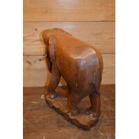 thumb-Vintage massief teakhouten olifantenbeeldje – Handgesneden houten decoratie-7