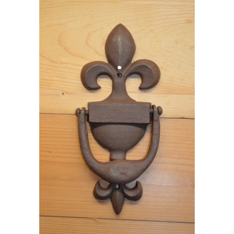 Gietijzeren deurklopper – Donkerbruin geroest patina en klassiek ontwerp-1