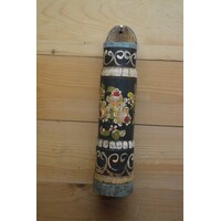 thumb-Vintage houten muurvaas – Handbeschilderde rustieke vaas met bloemenmotief-1