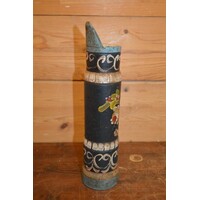 thumb-Vintage houten muurvaas – Handbeschilderde rustieke vaas met bloemenmotief-3