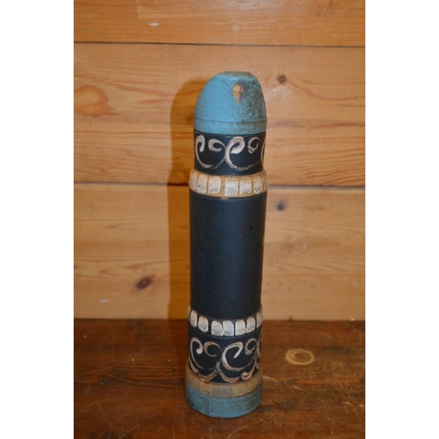 Vintage houten muurvaas – Handbeschilderde rustieke vaas met bloemenmotief-4