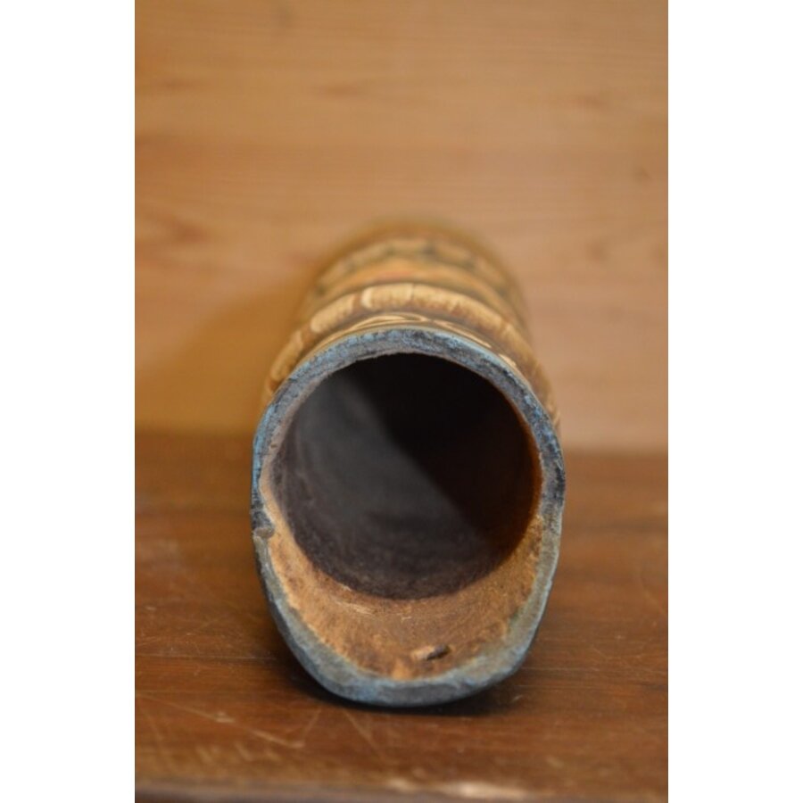 Vintage houten muurvaas – Handbeschilderde rustieke vaas met bloemenmotief-6