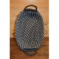 thumb-Ovaal zwart mandje van wilgentenen – Met handgreepjes en gestippeld doekje-5