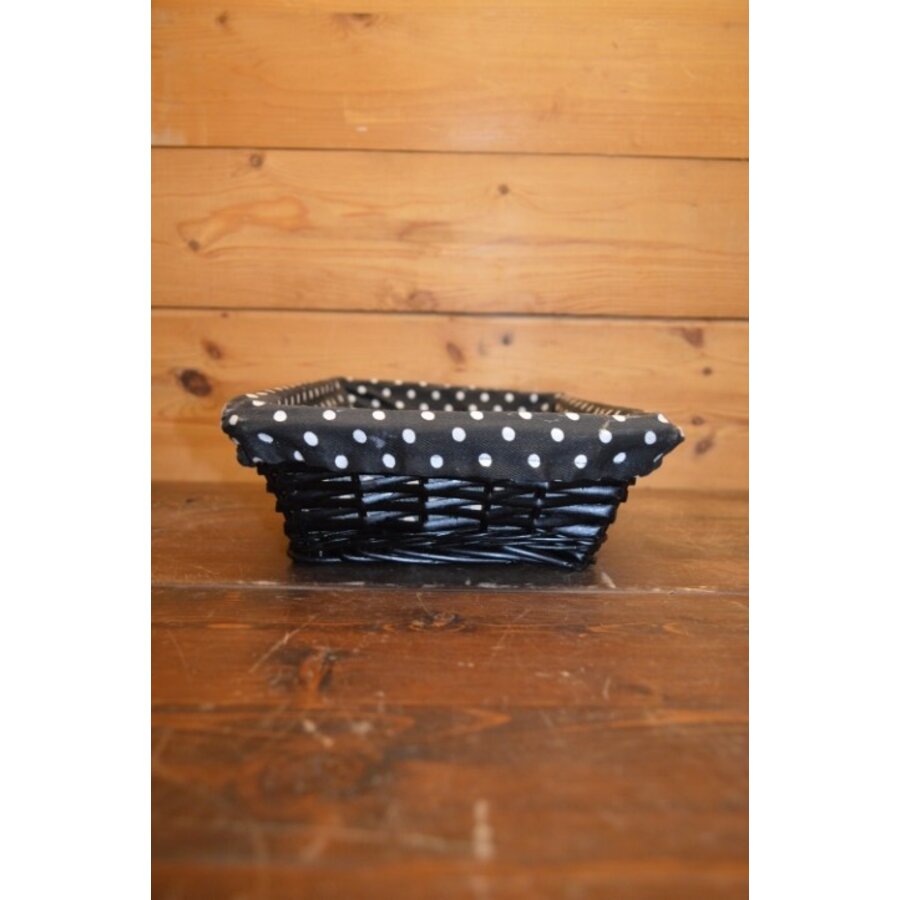 Rechthoekig zwart mandje van wilgentenen met gestippelde bekleding-3