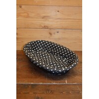 thumb-Ovaal zwart mandje van wilgentenen met gestippelde bekleding-2