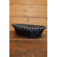 thumb-Ovaal zwart mandje van wilgentenen met gestippelde bekleding-1