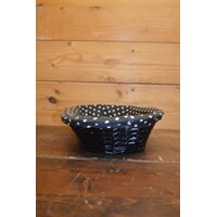 thumb-Ovaal zwart mandje van wilgentenen met gestippelde bekleding-4