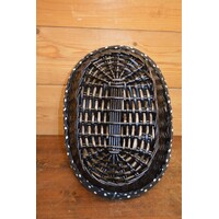 thumb-Ovaal zwart mandje van wilgentenen met gestippelde bekleding-6