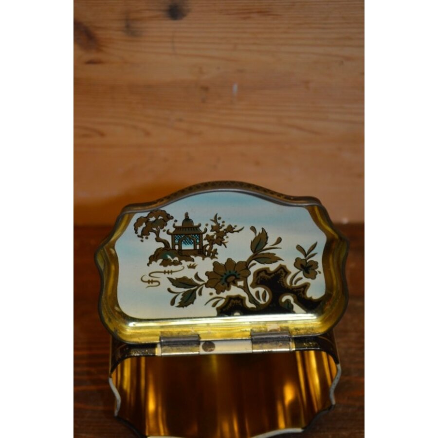 Antiek Art Nouveau theeblikje met Aziatische motieven uit Groot-Brittannië-6