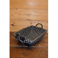 thumb-Rechthoekig zwarte mand met gestippelde bekleding – Vlechtwerk van wilgentenen-1