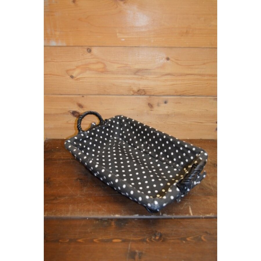 Rechthoekig zwarte mand met gestippelde bekleding – Vlechtwerk van wilgentenen-3