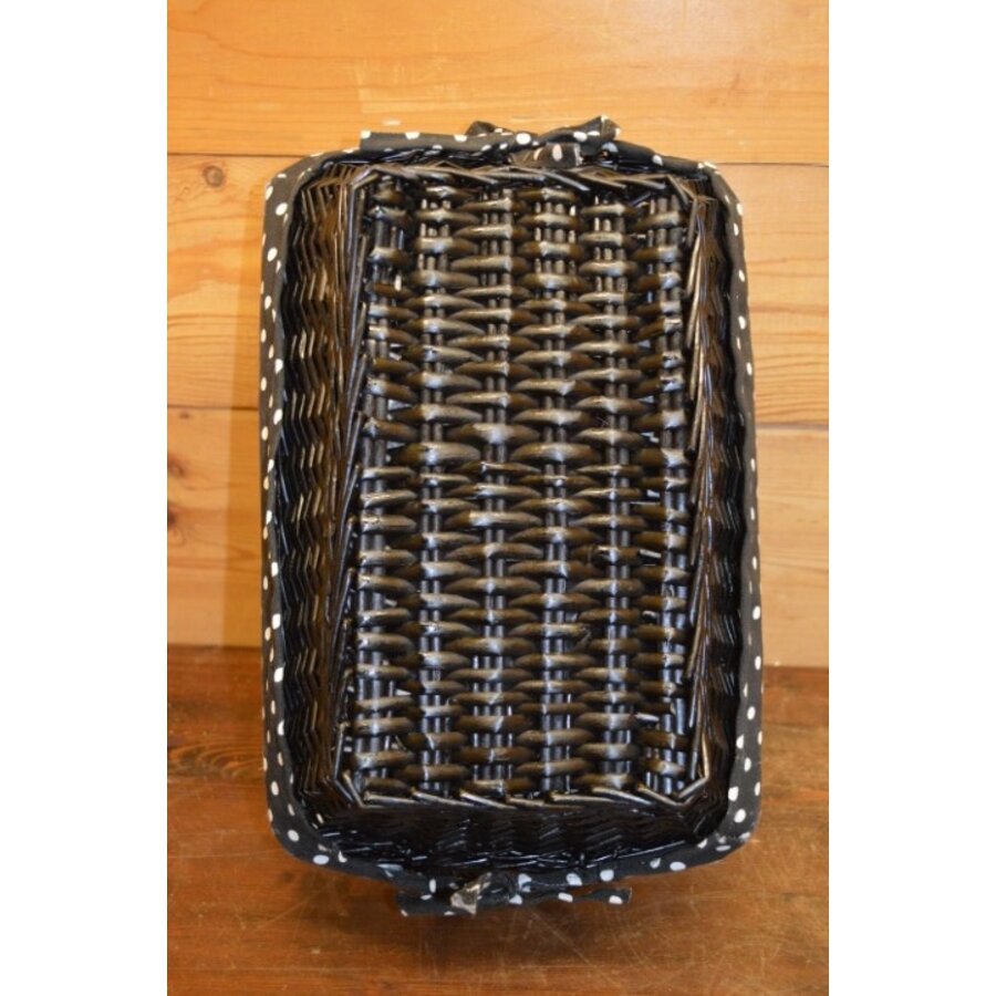 Rechthoekig zwarte mand met gestippelde bekleding – Vlechtwerk van wilgentenen-6