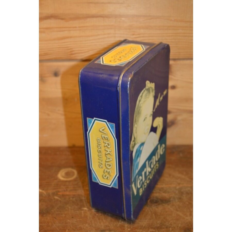 Donkerblauw Verkade koekblik met meisje met de strik – Nostalgisch design-3