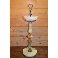 thumb-Decoratieve staande asbak van messing en onyxmarmer – Hollywood Regency-stijl-1