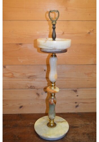 Staande asbak messing en onyx 