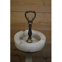 thumb-Decoratieve staande asbak van messing en onyxmarmer – Hollywood Regency-stijl-2