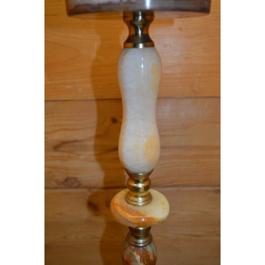 Decoratieve staande asbak van messing en onyxmarmer – Hollywood Regency-stijl-3