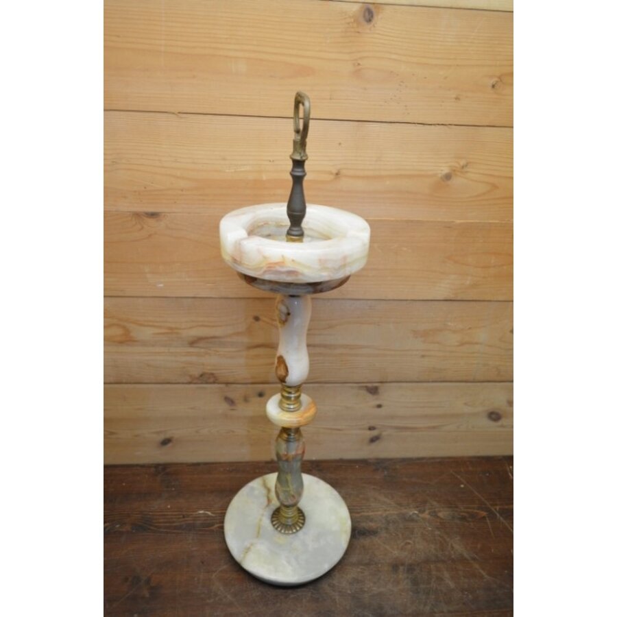 Decoratieve staande asbak van messing en onyxmarmer – Hollywood Regency-stijl-5