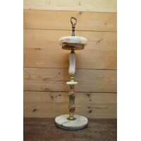 thumb-Decoratieve staande asbak van messing en onyxmarmer – Hollywood Regency-stijl-6