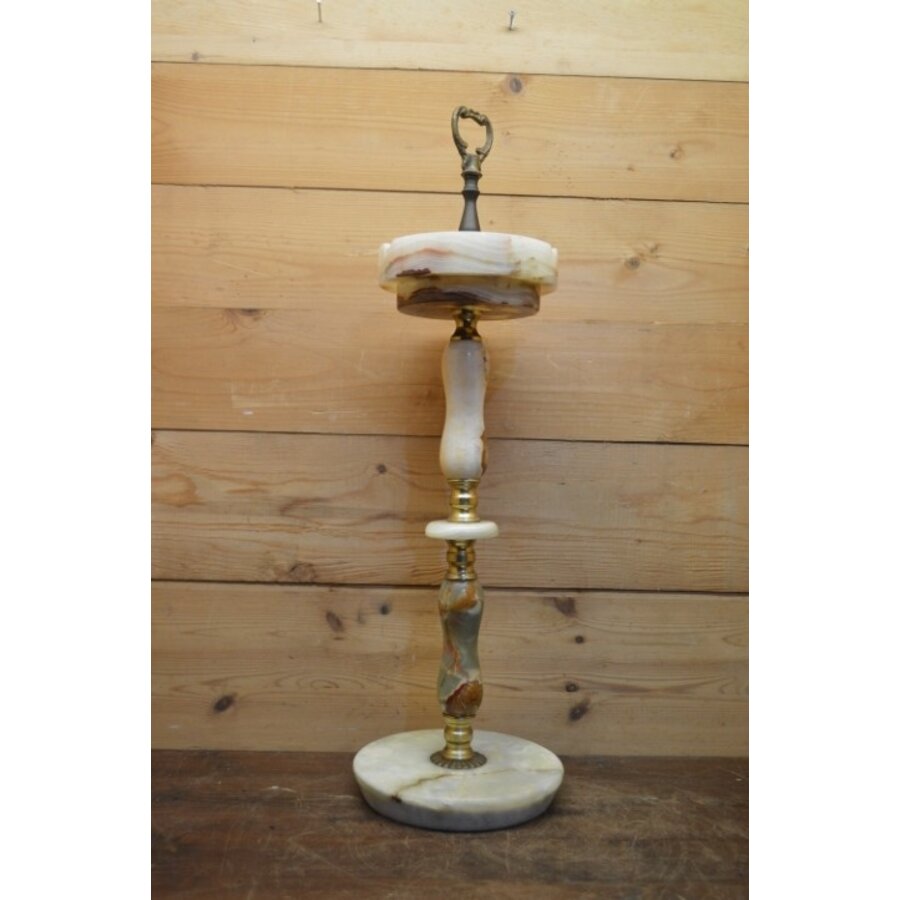 Decoratieve staande asbak van messing en onyxmarmer – Hollywood Regency-stijl-6