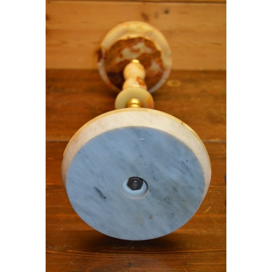 Decoratieve staande asbak van messing en onyxmarmer – Hollywood Regency-stijl-8