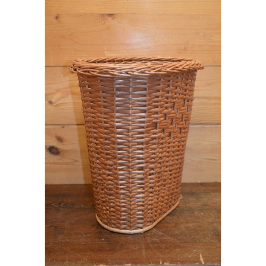 Handgemaakte prullenmand van wilgentenen – Natuurlijke lichtbruine afvalmand-2