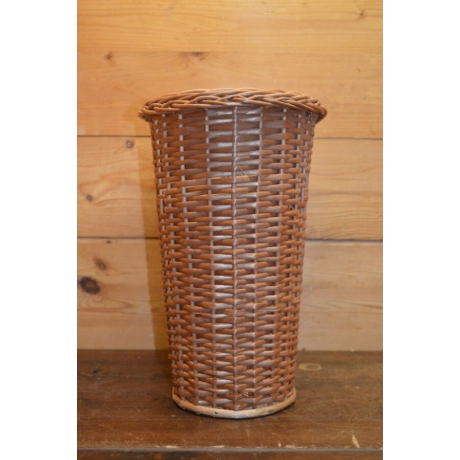 Handgemaakte prullenmand van wilgentenen – Natuurlijke lichtbruine afvalmand-3