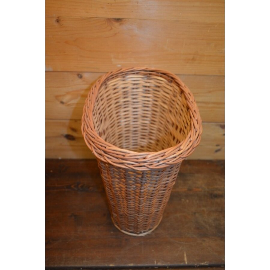 Handgemaakte prullenmand van wilgentenen – Natuurlijke lichtbruine afvalmand-4