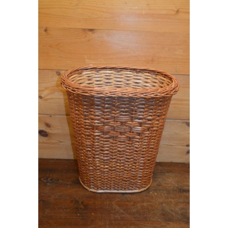 Handgemaakte prullenmand van wilgentenen – Natuurlijke lichtbruine afvalmand-5