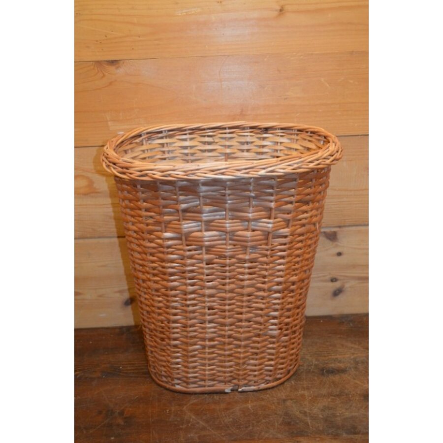 Handgevlochten prullenmand van wilgentenen – Natuurlijke lichtbruine rieten mand-1