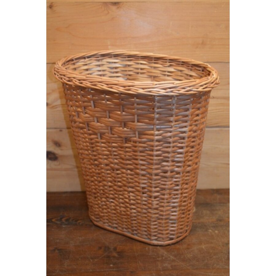 Handgevlochten prullenmand van wilgentenen – Natuurlijke lichtbruine rieten mand-3