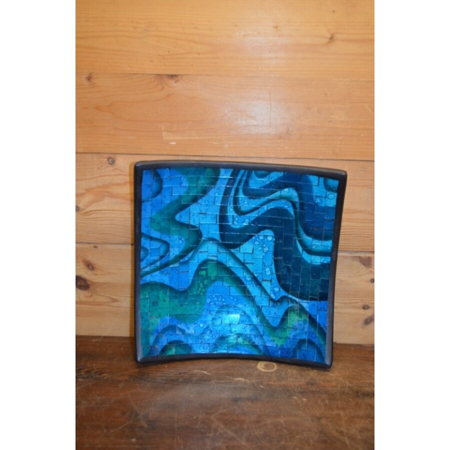 Aardewerken serveerschaal met glasmozaïek – Handgemaakt in Indonesië-3