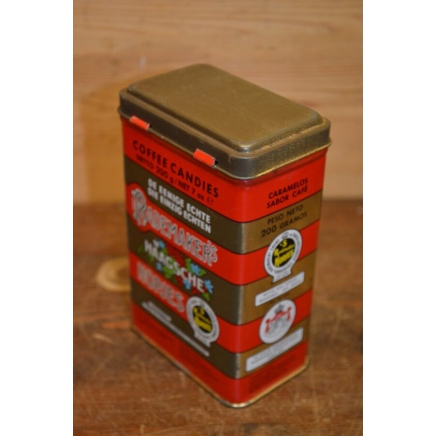 Nederlands snoepblik Rademaker’s Haagsche Hopjes – Rood-goud gestreept-3