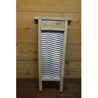 thumb-Klein vintage wasbord van beukenhout en metaal – Rustieke wanddecoratie-4