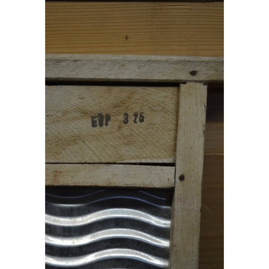 Klein vintage wasbord van beukenhout en metaal – Rustieke wanddecoratie-5