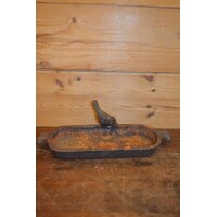 thumb-Oud gietijzeren vogelbadje met vogeltje – Decoratief tuinelement-2