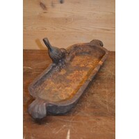 thumb-Oud gietijzeren vogelbadje met vogeltje – Decoratief tuinelement-1