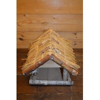 thumb-Vogelhuis van berkenhout met stro dak – handgemaakt natuurproduct voor tuin of balkon-6