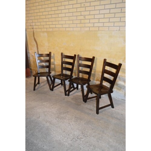 Set van 4 massief eiken eetkamerstoelen 